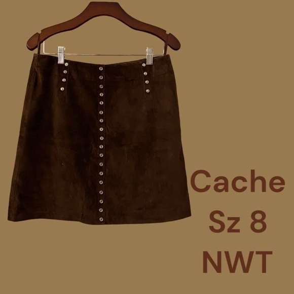 VTG CACHE’ 100% Genuine Suede Studded Skirt - Picture 1 of 1